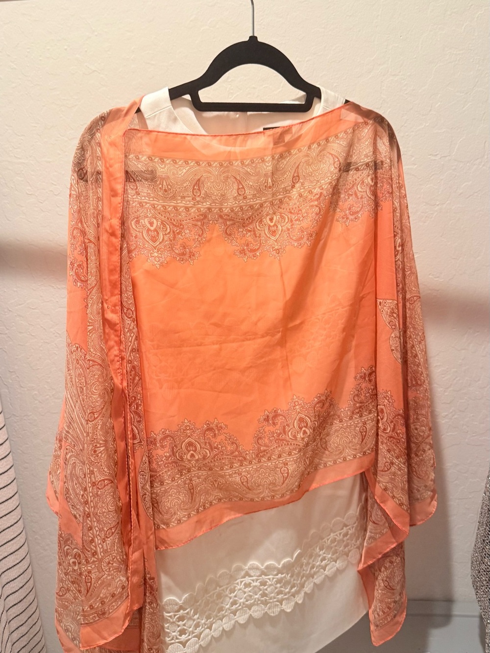 Peach Paisley Chiffon Overlay Tunic